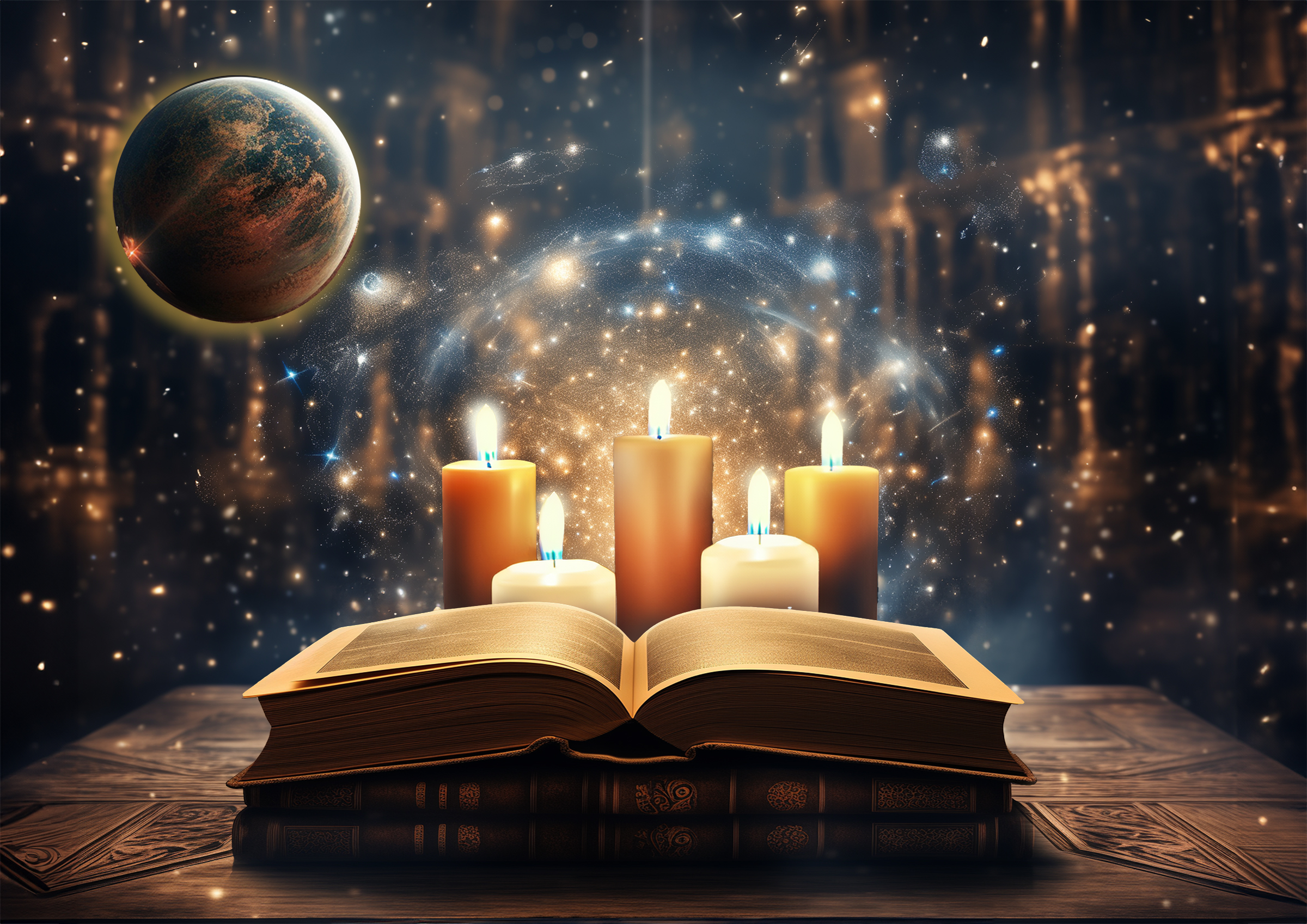  Nais toi ton ame grimoir ancien avec des bougies allumées